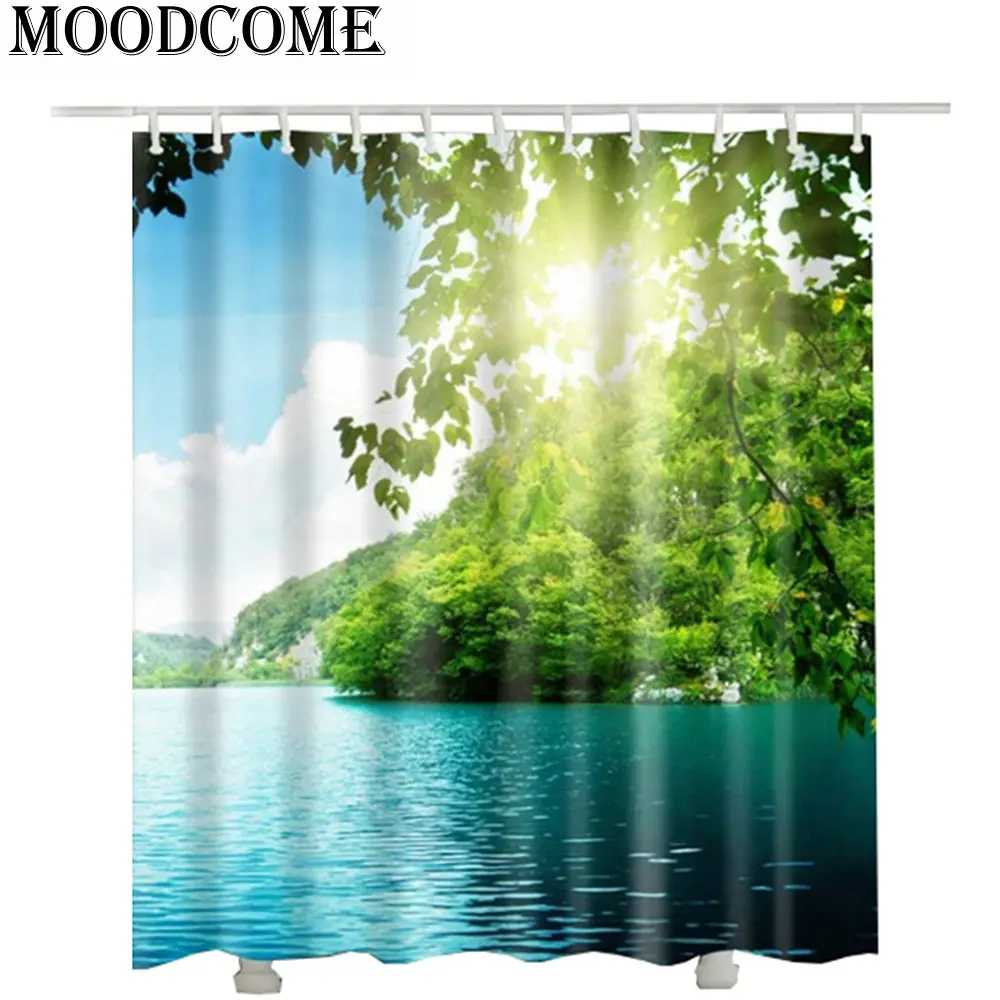 lake leaf forest shower curtain with hooks cortina de ducha polyester beautiful landscape