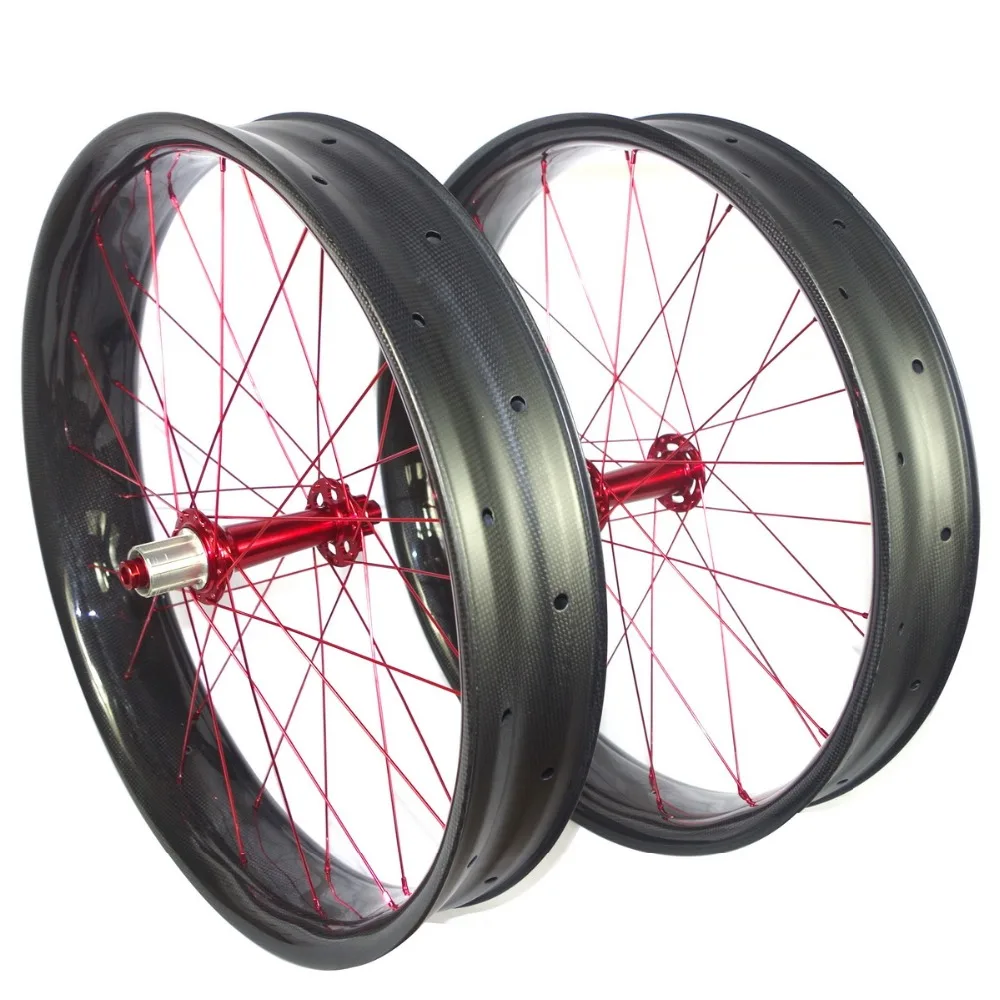 

Tubeless Fat bike fatbike Carbon Wheels 100mm width fatbike carbon wheelset front 135 or 150mm axle or qr rear 170/190/197 axle