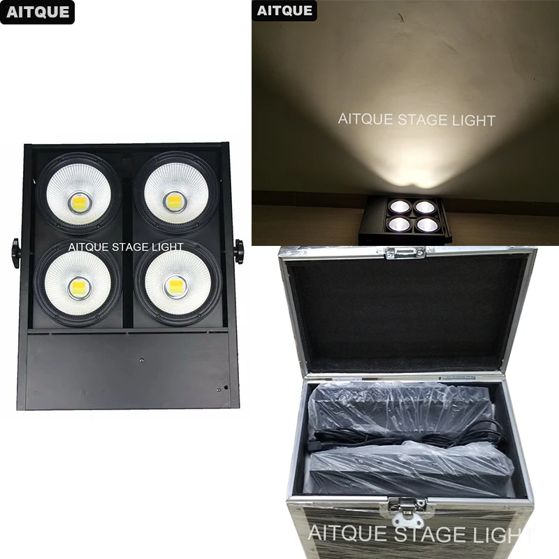 

(Flycase)Led theatre light wash warm white 4x100w dmx led audience blinder cool white dmx stage light flycase