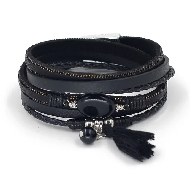 Bohemian Leather Charm Bracelet - Image 4