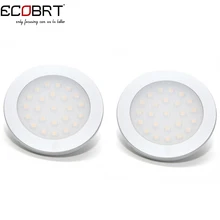 ECOBRT алюминиевый круглый 12 В светодиодный шкаф шайба огни 2 Вт в витрине шкаф мебель как Led акцент прожектор лампы 2 шт./лот