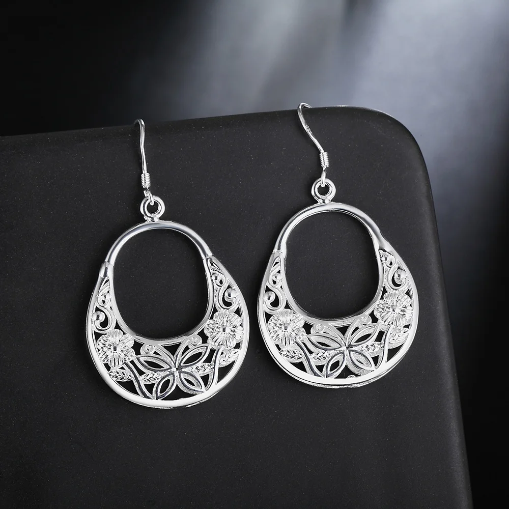 Женские серебряные серьги LE029 в ретро стиле с цветами|wedding earrings|weddings earings fashion