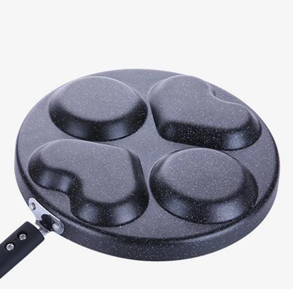 4 Holes Non-Stick Frying Pan Egg Cookware Kitchen Heart Shape Frypan 28cm