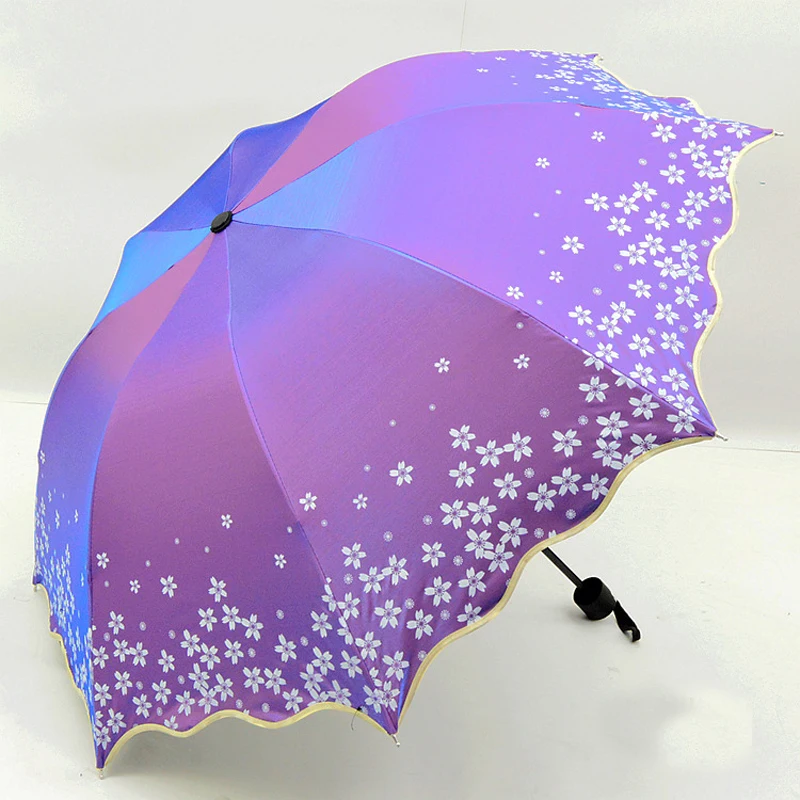 Beautiful Shine Reflective Women's Umbrella Flower Blossom Princess Girl Floral Umbrellas uv Parasol Folding Paraguas Gift US098