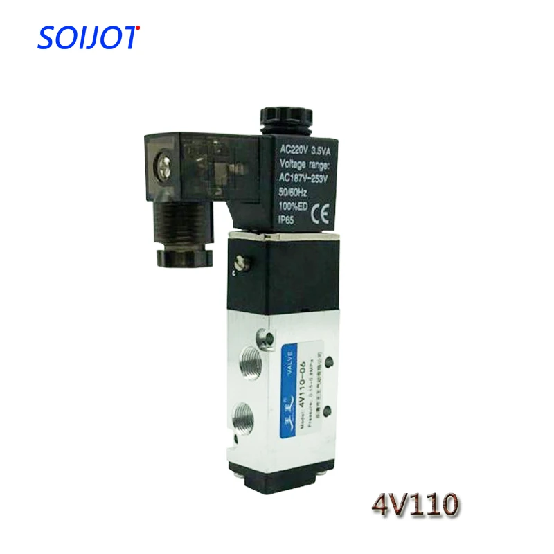 

1PC 4V110-06 Solenoid Valve 5 Way 2 Position Pneumatic Air 1/8 BSPT DC 24V DC 12V AC 110V AC220V