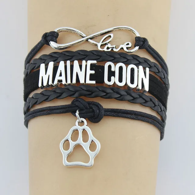 10 Pieces Lot Infinity Love Maine Bracelets Paw Charm Handmade 10 Pieces Lot Infinity Love Maine Bracelets Paw Charm Handmade Rope Leather