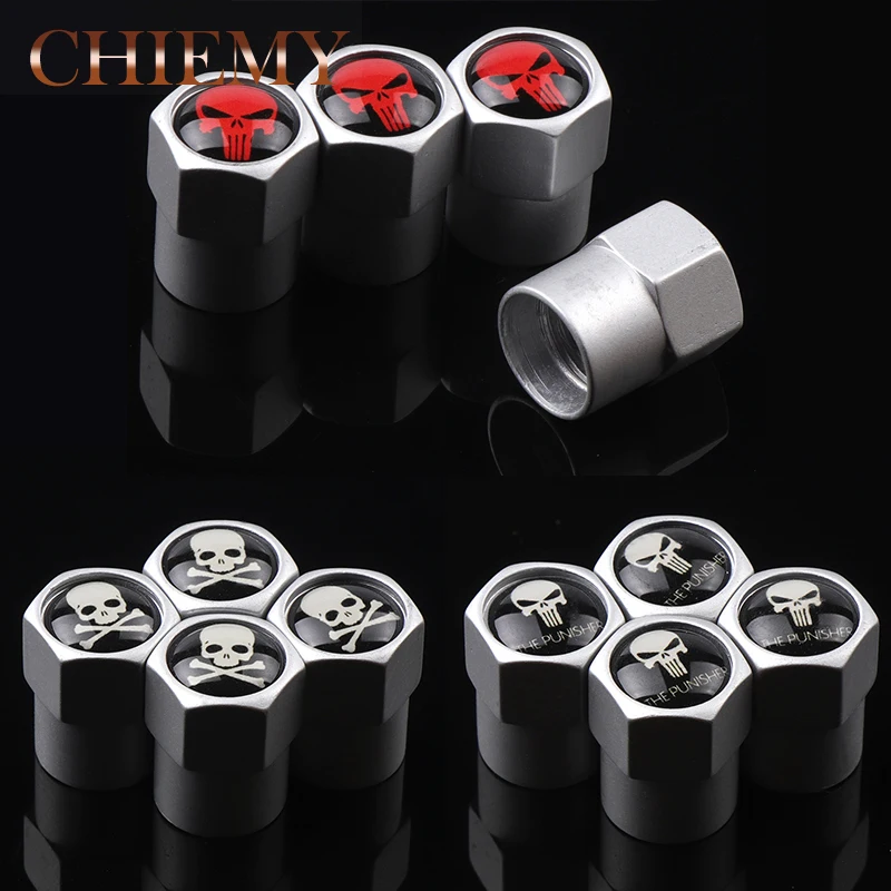 

4Pcs/Pack Punisher Skull Logo Car Badge Tyre Dust Cap Wheel Tire Valve Caps For Toyota Mazda Ford VW Volvo SAAB Lada KIA skoda