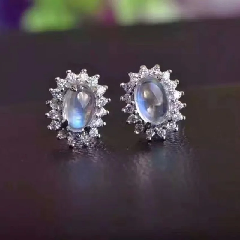 Женские серьги-гвоздики Uloveido с овальным лунным камнем свадебные ювелирные