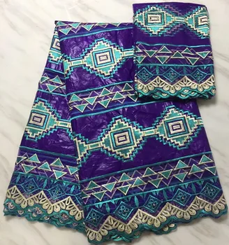 

2018 latest nigerian lace fabrics for wedding dress 5yards+2yards african bazin riche getzner fabric african lace fabric PL-E12