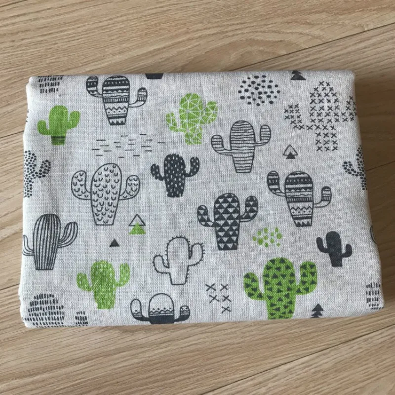 

Cactus Cotton Linen fabric printing Cotton Cloth for DIY Handmade Textile Sewing Bags Tablecloth Material