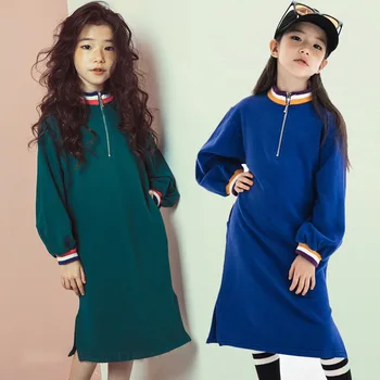 

2018 Autumn Pure Cotton Sweatshirt Dress Kids Girl Fashion Long Sleeve Dress Clothes Pullover Teenage Girls Vestidos GDR435