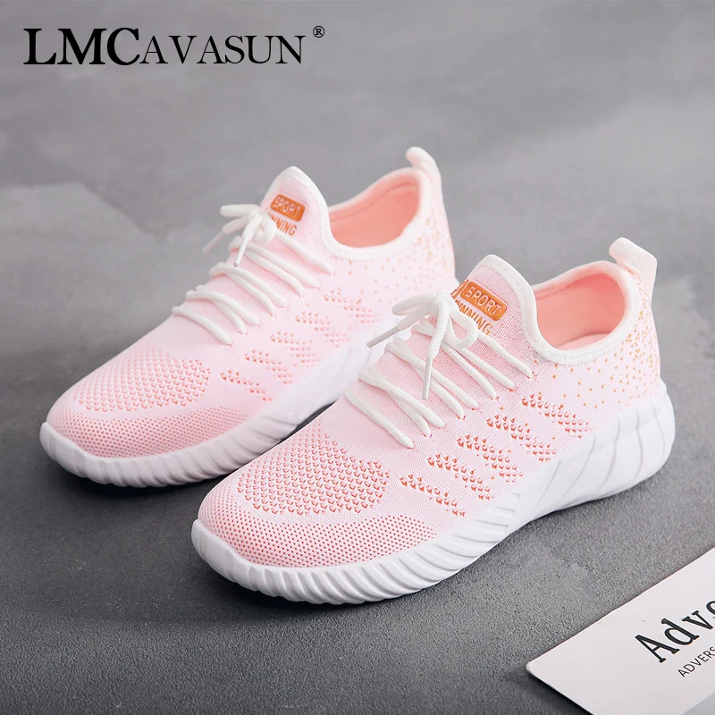 

LMCAVASUN high quality 2019 Women casual shoes fashion breathable Walking mesh lace up flat shoes sneakers women tenis feminino