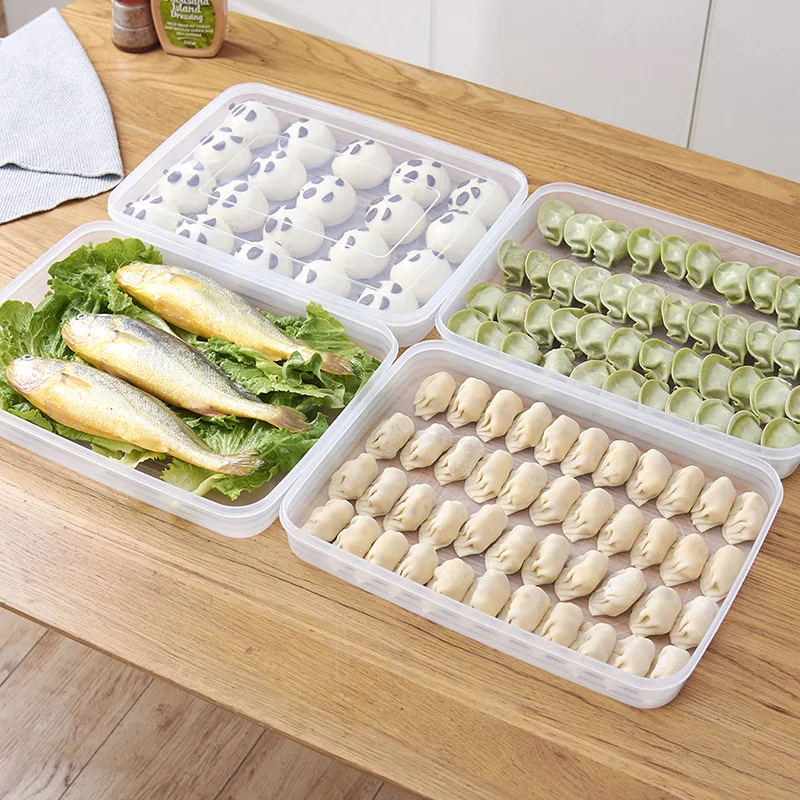 

35*25*9 cm Food-grade PP Dumpling Eggs Pastries Fish Refrigerator Large Storage Box Cakes Food Container