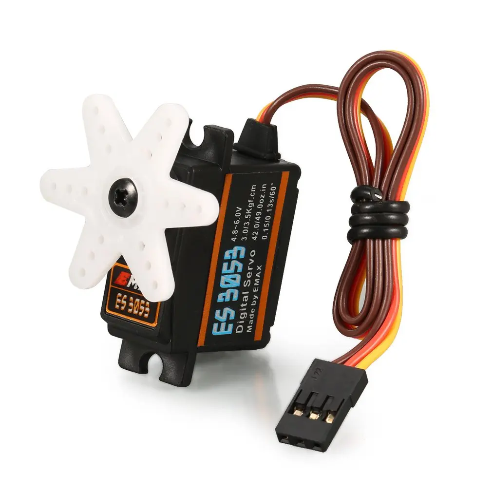 

EMAX Digital Plastic Gear Servo ES3053 4.8V-6V 3.5kg 0.15/0.13s/60 Degree for RC FPV Fixed Wing Airplane Copter Toy Accessories