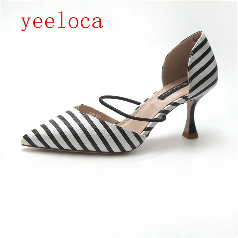 

Yeeloca summer ladies sandals pointed ladies stripes comfortable non-slip shoes shallow shoes