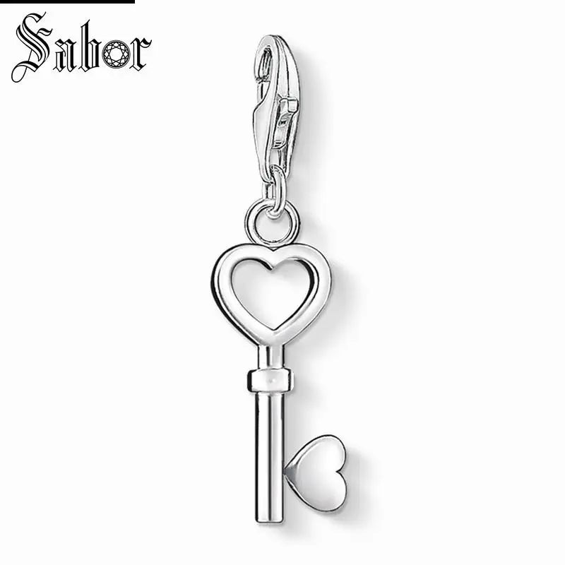 

thomas Love Key Heart Charm Pendant,2019 Fashion Jewelry For Women Girls Romantic Gift 925 Sterling Silver Fit Bracelet charms