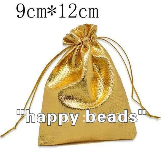 

Free Shipping Free Shipping 100 Gold Color Satin Fabric Gift Bags With Drawstring 12x9cm(W01812 X 1)