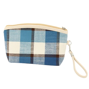 

Cotton Linen Pillow Shape Zipper Plaid Man Women Makeup Cosmetic Bag Storage Bags Toiletry Kit Wash Necessaire Travel Organizer