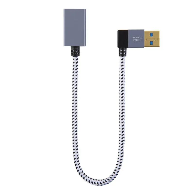 Короткий Удлинительный Кабель USB 3 0 с левым углом со штекером и удлинителем 90