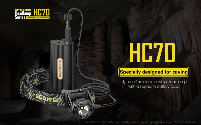 Горячая новинка Nitecore HC70 CREE XM-L2 U2 светодиодный 1000 люменов высокопроизводительный перезаряжаемый налобный фонарь для кавинга