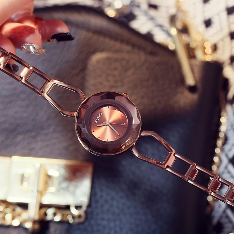 KIMIO изысканные водонепроницаемые часы с большим циферблатом, женские часы-браслет, модные женские наручные часы