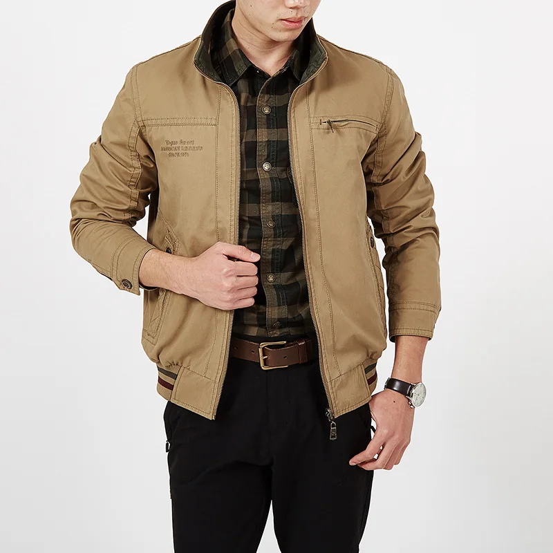 

Autumn Jacket Men Double-sided Wear Jacket Men Military Jacket Coat Male 100% Cotton Solid Jaqueta Masculina Plus Size L-5XL