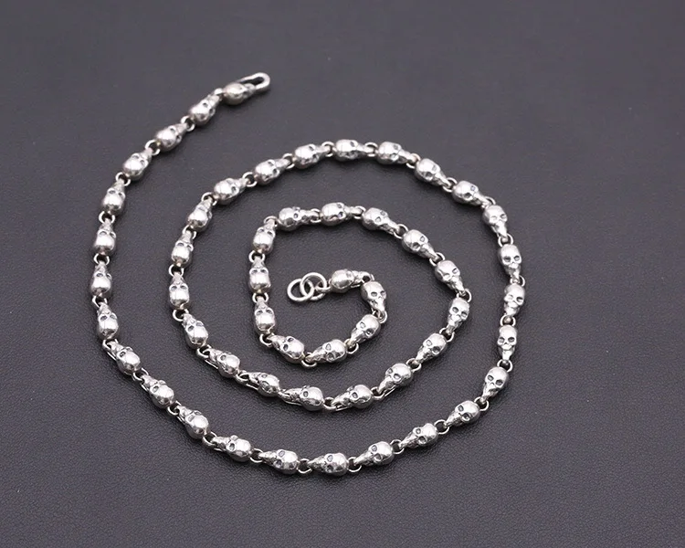 Новое поступление череп с серебряной цепочкой 925 серебряное ожерелье кулон для женщин и мужчин, хорошее ювелирное изделие, Лидер продаж - Окраска металла: 80cm