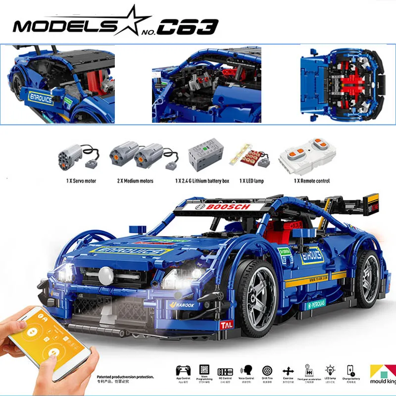 

13073 Technic Set Blue Super Racing Car Building Blocks Bricks Compatible AGM C63 MOC-6687 Toys For Children Gift