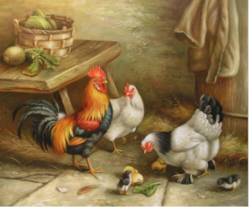 Free Shipping100% Hand painted Art Oil Painting Rooster