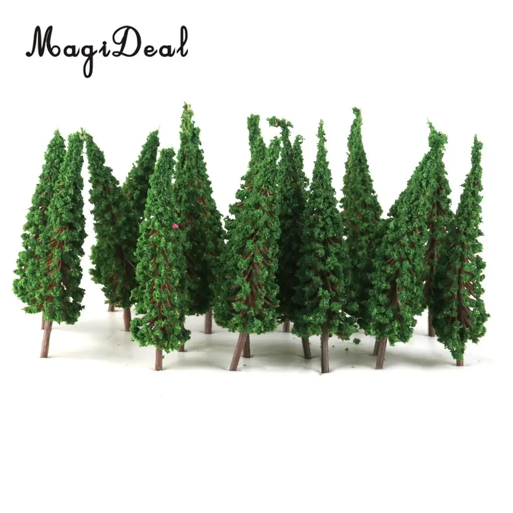 MagiDeal High Simulation 50Pcs/Lot 1/100 Scale Pagoda Trees Model Train Railroad Scenery for House Garden Park Greenery Decor