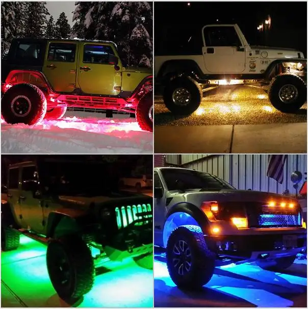 4pcs Bluetooth Pod RGB Mini Rock boat Under Vehicle LED ... off road led light wiring diagram 