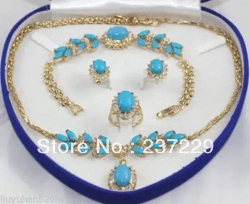 

Wholesale price FREE SHIPPING ^^^^Bridal jewelry Turquoise jade necklace earring ring bracelet