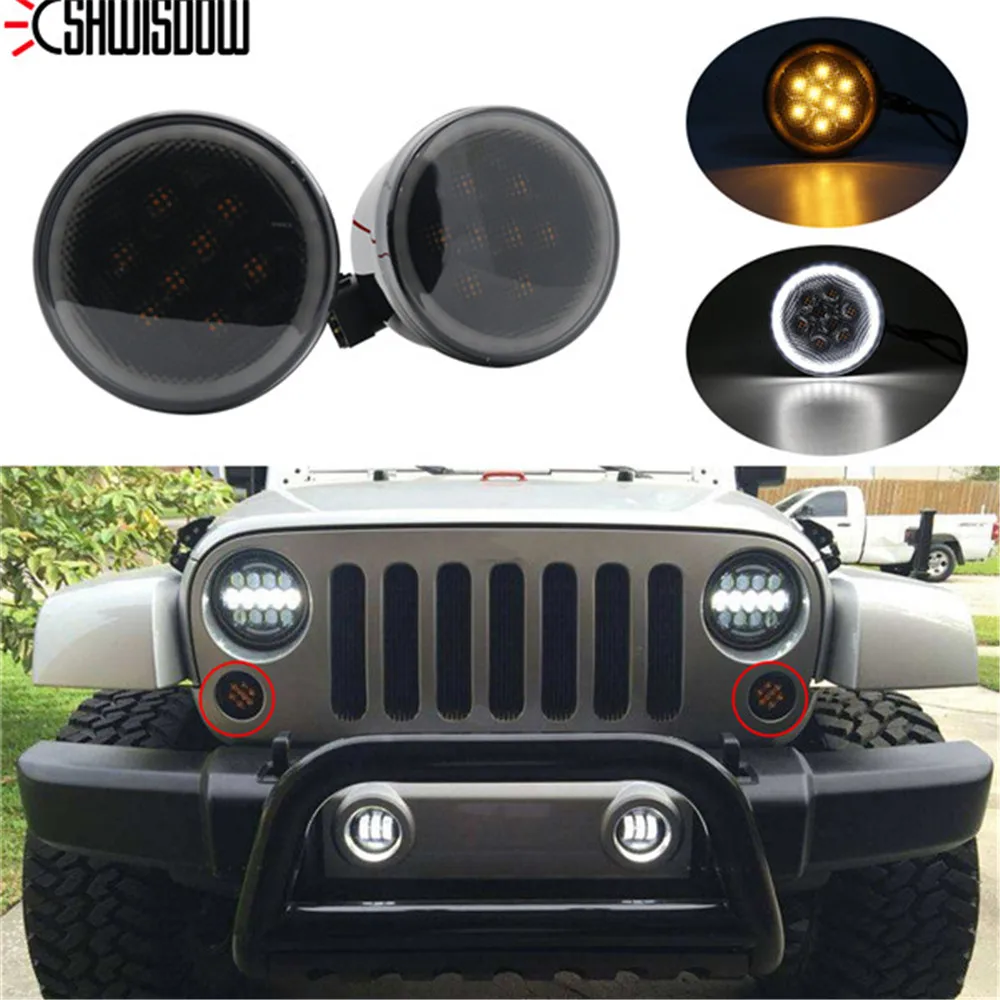 Светодиодный передний указатель поворота светильник для Jeep Wrangler JK 2007 2017 Копченый