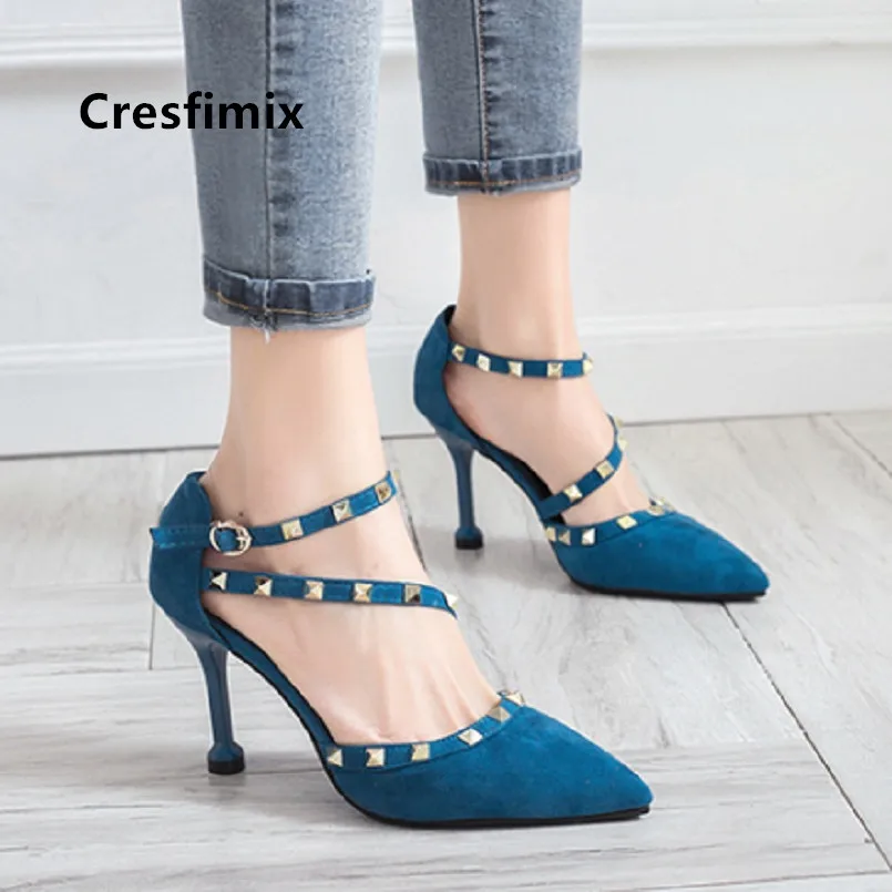 Cresfimix femmes hauts женские милые вечерние для ночного клуба с заклепками на высоком