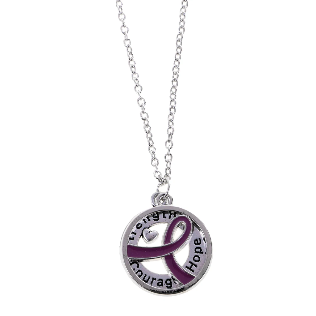 

Round Ribbon Courage Hope HIV AIDS Red Awareness Pendant Necklace Jewelry