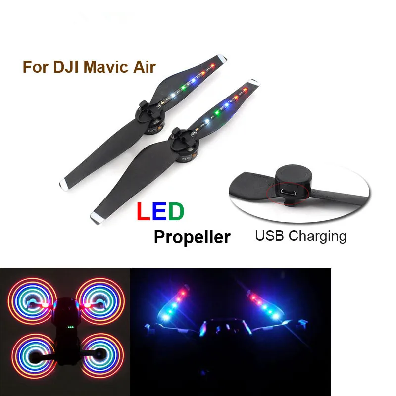 Светодиодная светодио дный вспышка Пропеллер для DJI Mavic Air USB зарядное устройство