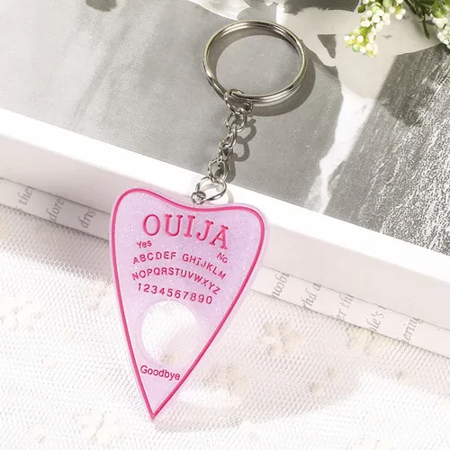 1 шт. Ouija planchette блестящая смола брелок-Шарм Ouija брелок Ouija доска Брелок Сумочка талисманы для женщин - Цвет: white with pink