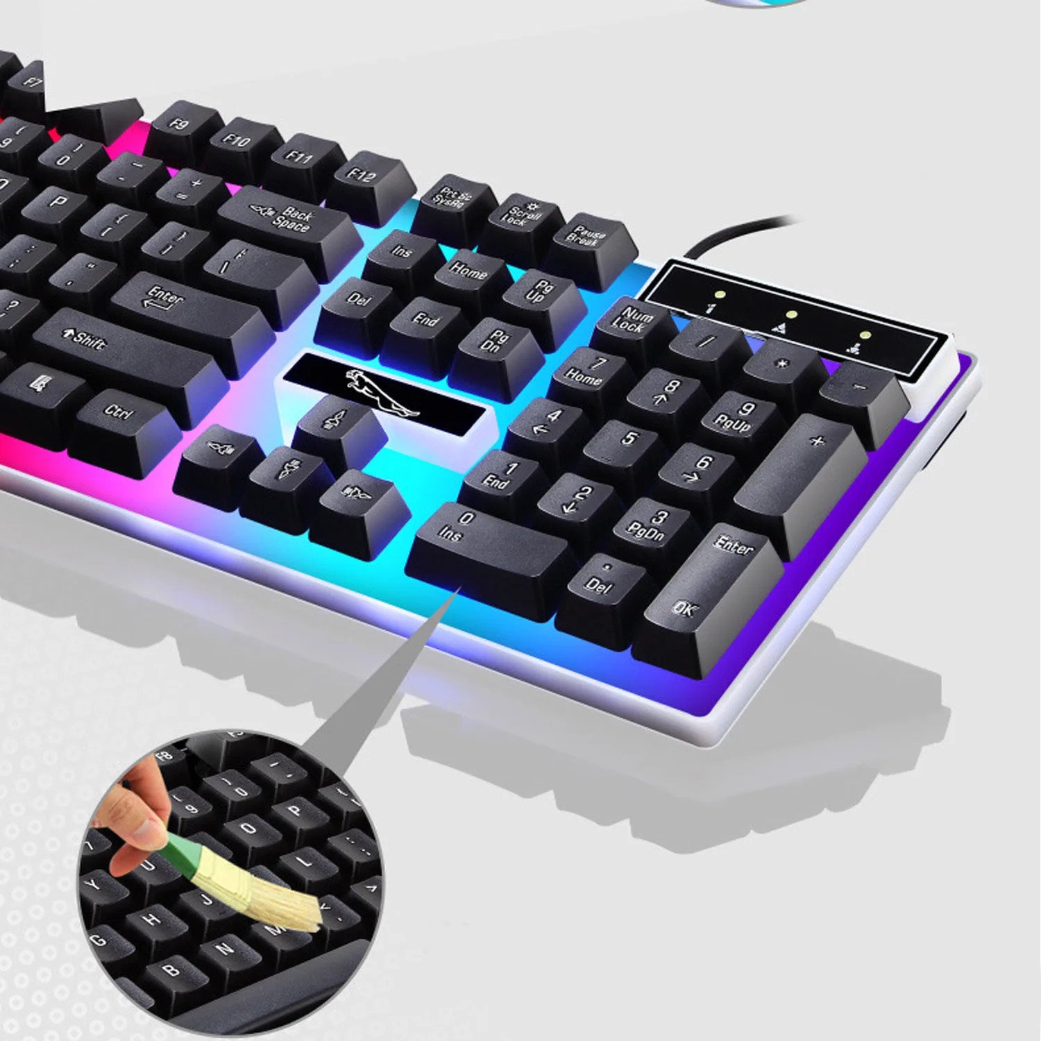  Elisona Wired USB Backlight 104-Key Mechanical Keyboard Mouse Set w/3 Adjustable DPI for Home Offic