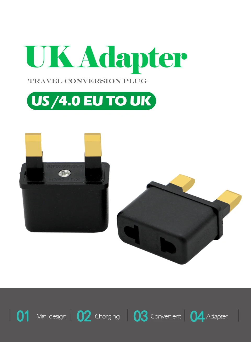 1PC US EU TO UK AC Power Adaptor Plug Travel Wall Charger Outlet Adapter Converter 2 Socket For Phone Laptop Electronic Charging (1)