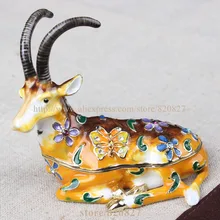 Уникальный олень Figural брелок коробка ретро металлический олень Олень Ювелирное Украшение эмаль брелок коробка подарок на Хэллоуин