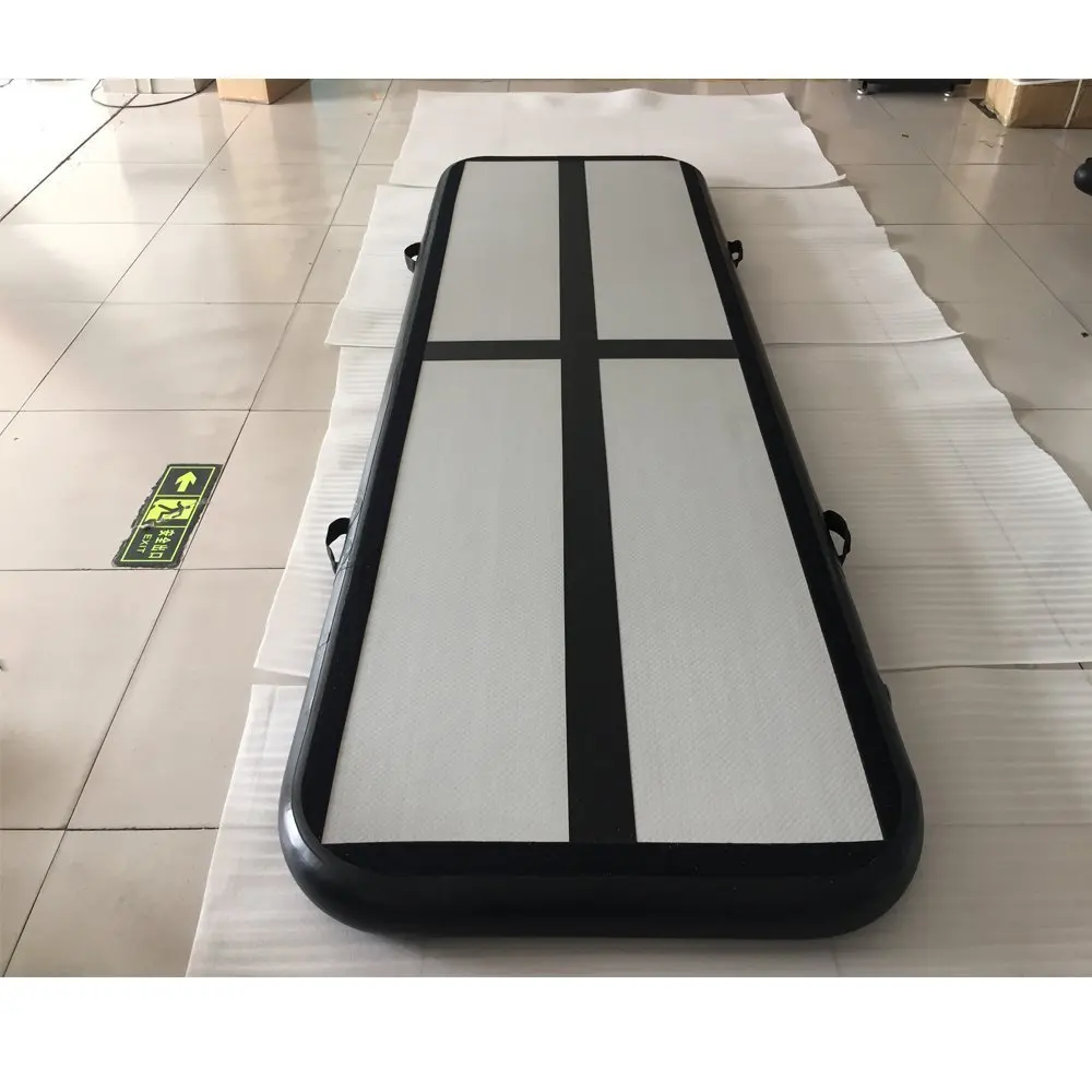Надувной гимнастический надувной батут для занятий йогой для домашнего использования тренировочный Черлидинг пляж 300*100 см электрический воздушный насос - Цвет: Черный