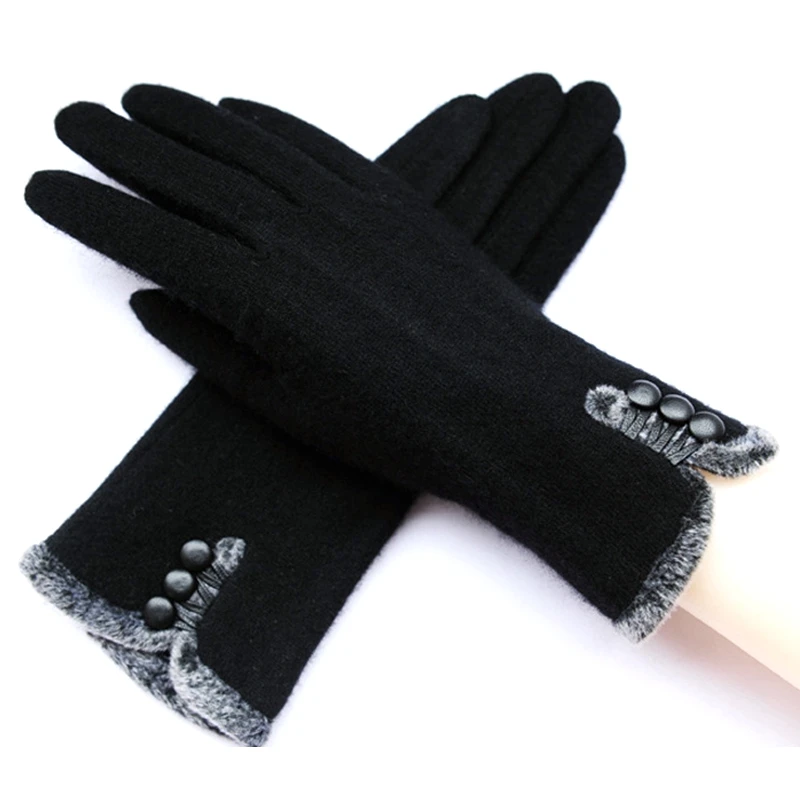 Highgrade Wool Fabric Women Winter Gloves Elegant Cashmere Gloves