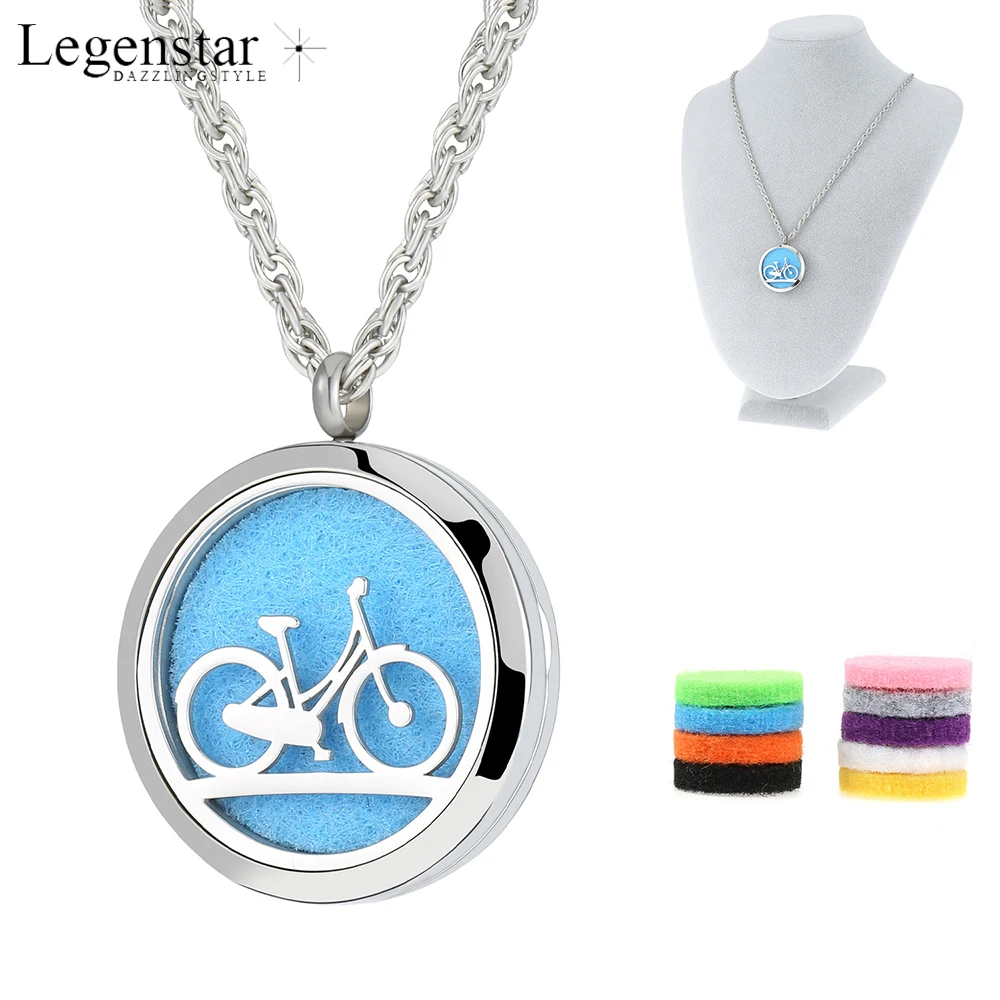 Legenstar Fashion Long Perfume Locket Aromatherapy Pendant Cute Bicycle stainless steel Essential Oil Diffuser Fit for Necklaces | Украшения