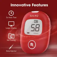 Dispositivos Médicos (mg/dL (mmol/L) Sinocare seguro AQ glucómetro y 100 tiras de prueba 100 lancetas de medidor de glucosa en sangre medidor para diabéticos
