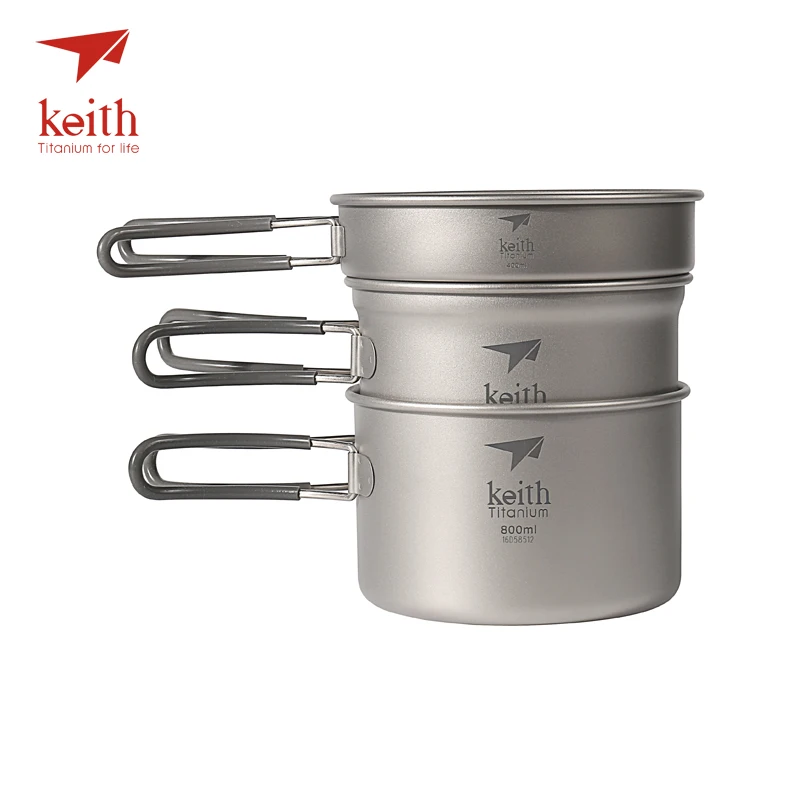 Utensilios de cocina para Picnic, Camping, Camping, mango plegable, ollas de titanio y cuencos