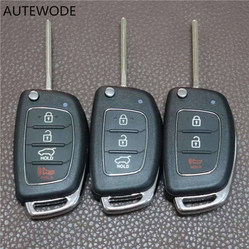 

AUTEWODE 3/4 Buttons Flip Folding Remote Key Fob Shell Case For Mistra Hyundai HB20 SANTA FE IX35 IX45 Accent I40