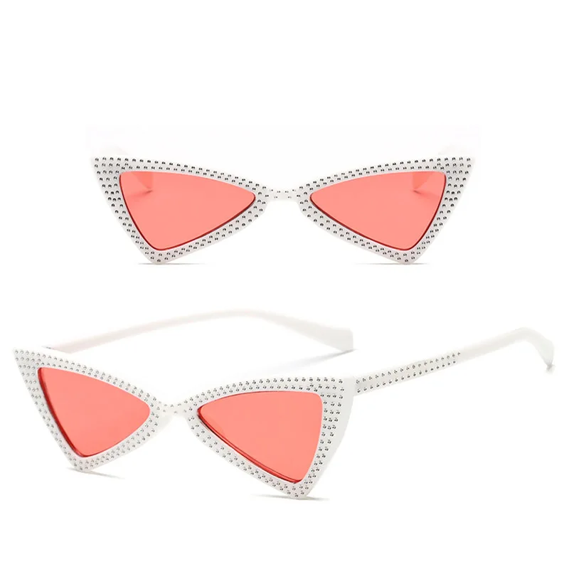 LeonLion Кристальные треугольные солнечные очки Женские океанские линзы классические Винтажные Солнцезащитные очки уличные UV400 Oculos De Sol Masculino - Цвет линз: White Red