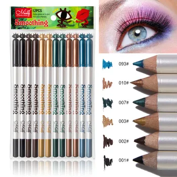 

Menow eyeliner pencil 6 color mixed wooden eyeliner waterproof long lasting shimmer matte brown black glitter eyeliner pen MN109