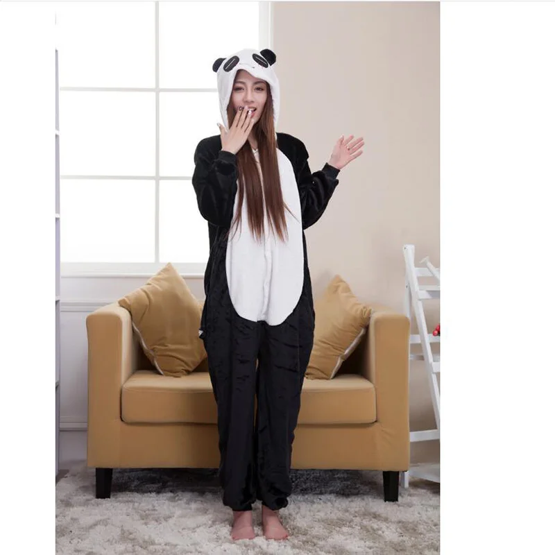 Incredible Women's Panda Pattern Footed Pyjamas For Adults Full Sleeve