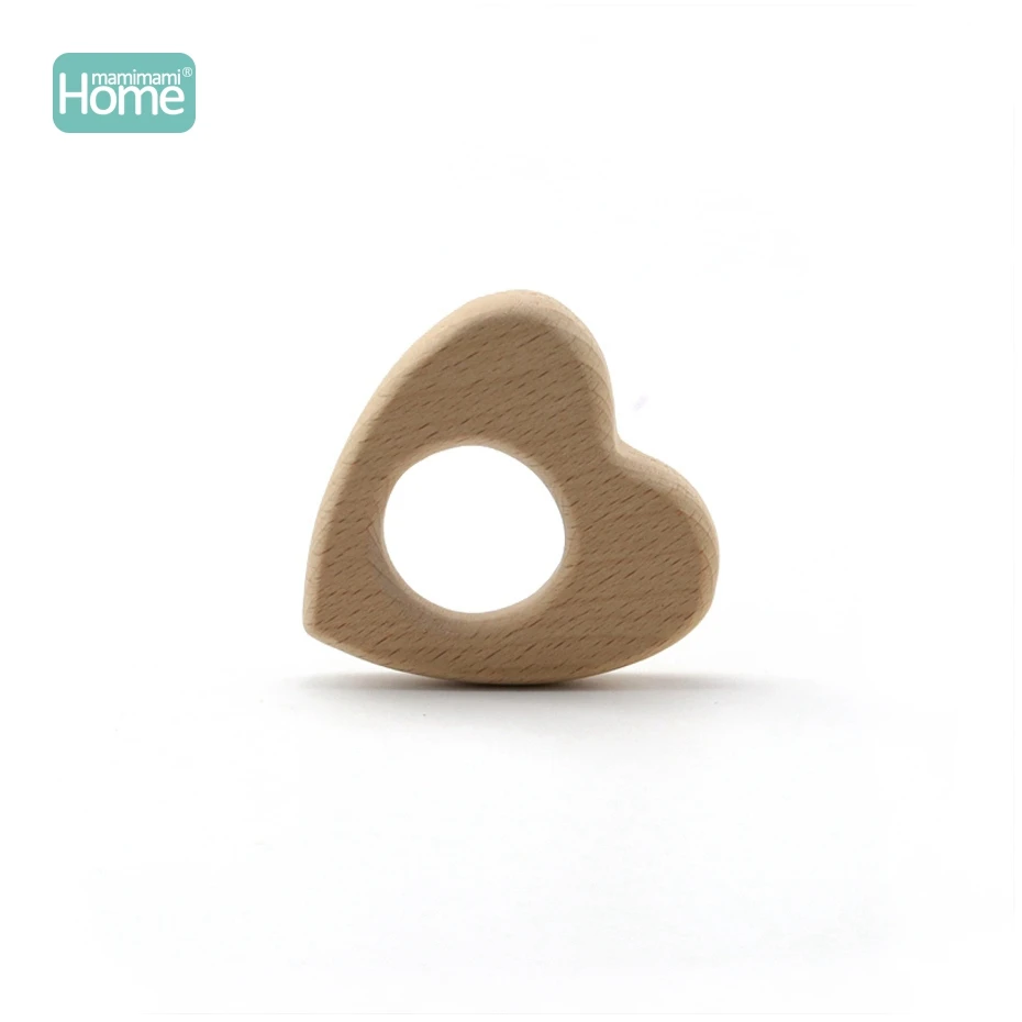 MamimamiHome Baby Wooden heart Toys 5pc Can Chew Beech Wooden Teether Bracelet Educational Toys For Babies 5